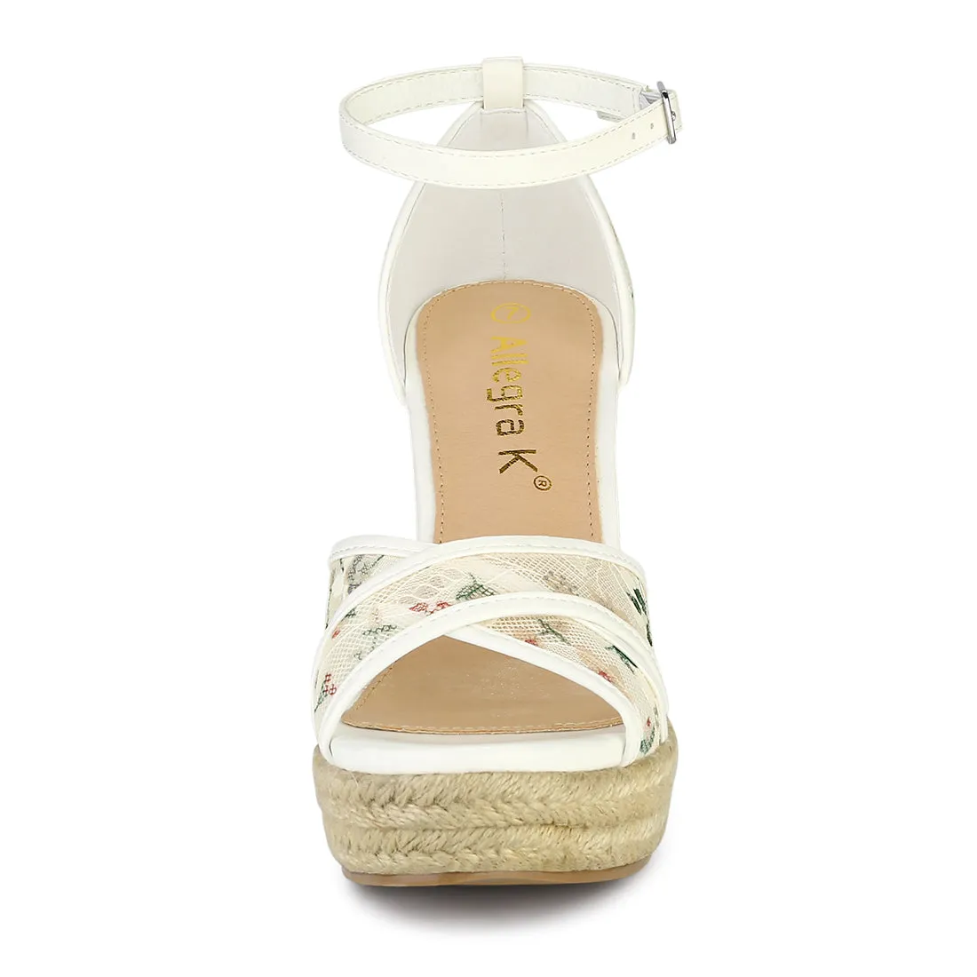 Lace Strapy Round Toe Espadrilles Wedges Sandals