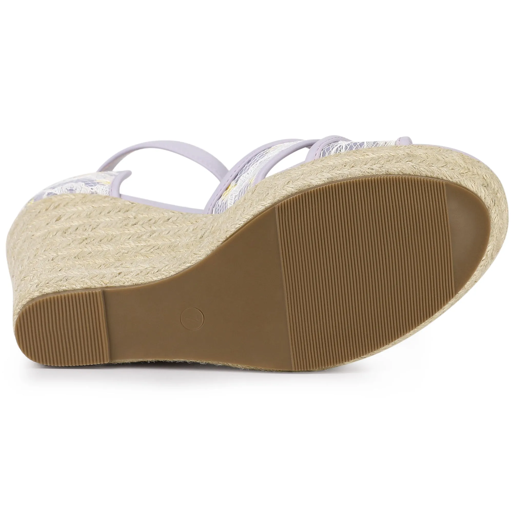 Lace Strapy Round Toe Espadrilles Wedges Sandals