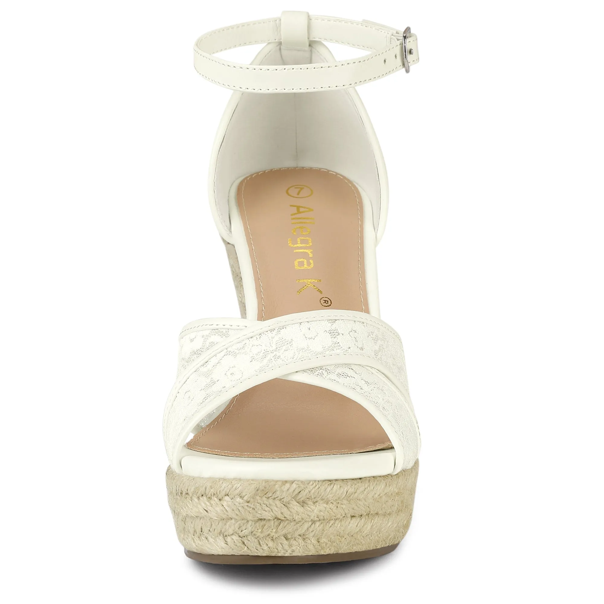 Lace Strapy Round Toe Espadrilles Wedges Sandals