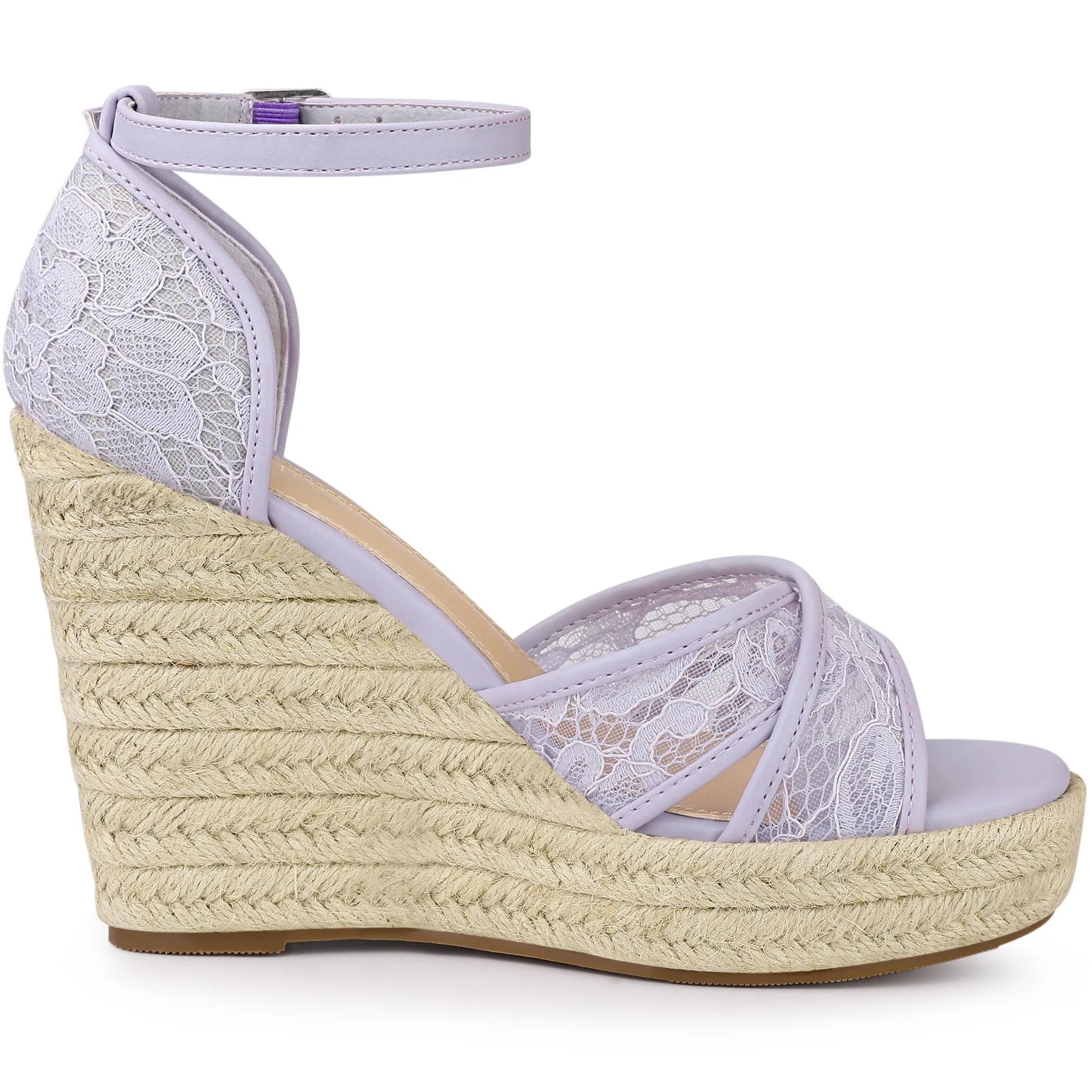 Lace Strapy Round Toe Espadrilles Wedges Sandals