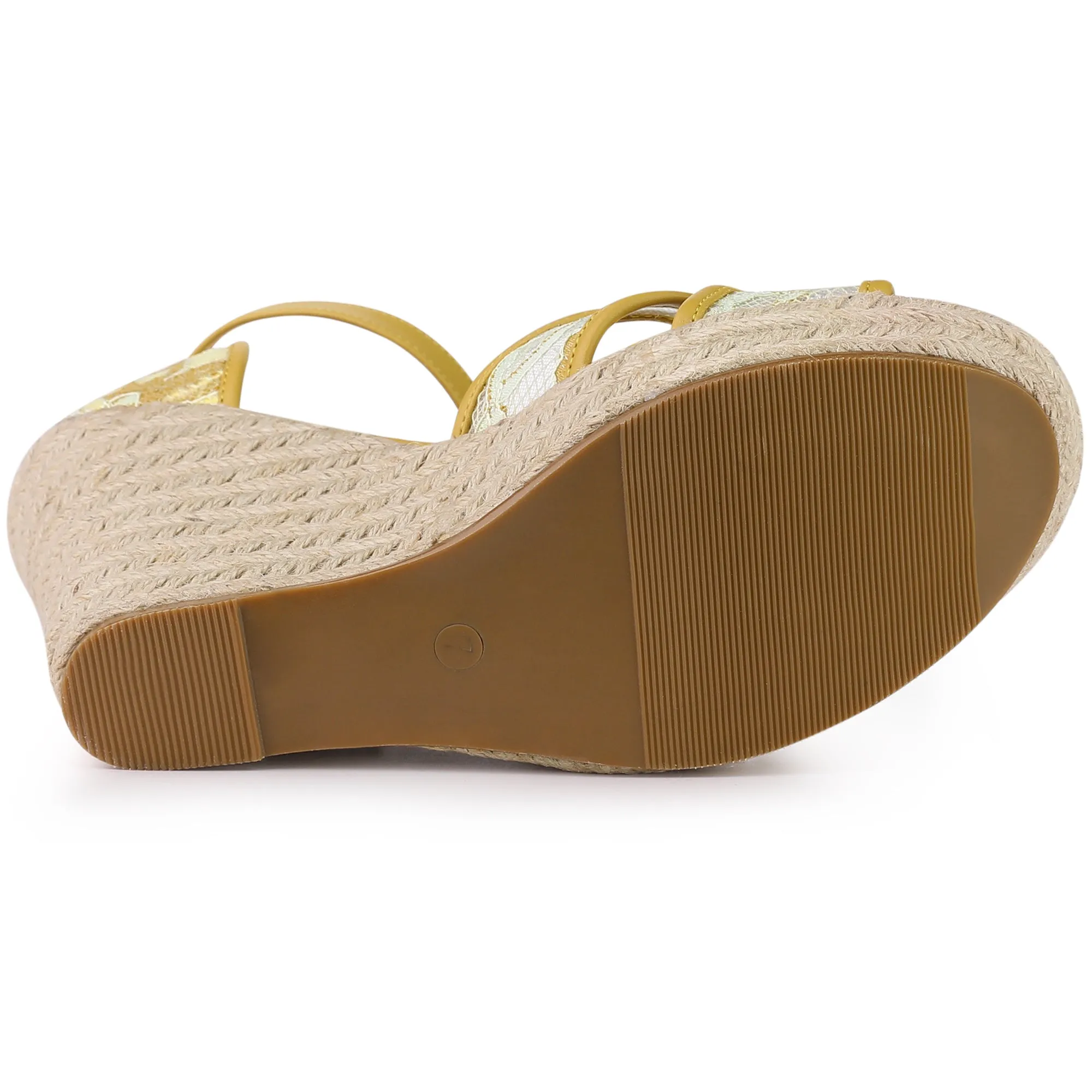 Lace Strapy Round Toe Espadrilles Wedges Sandals