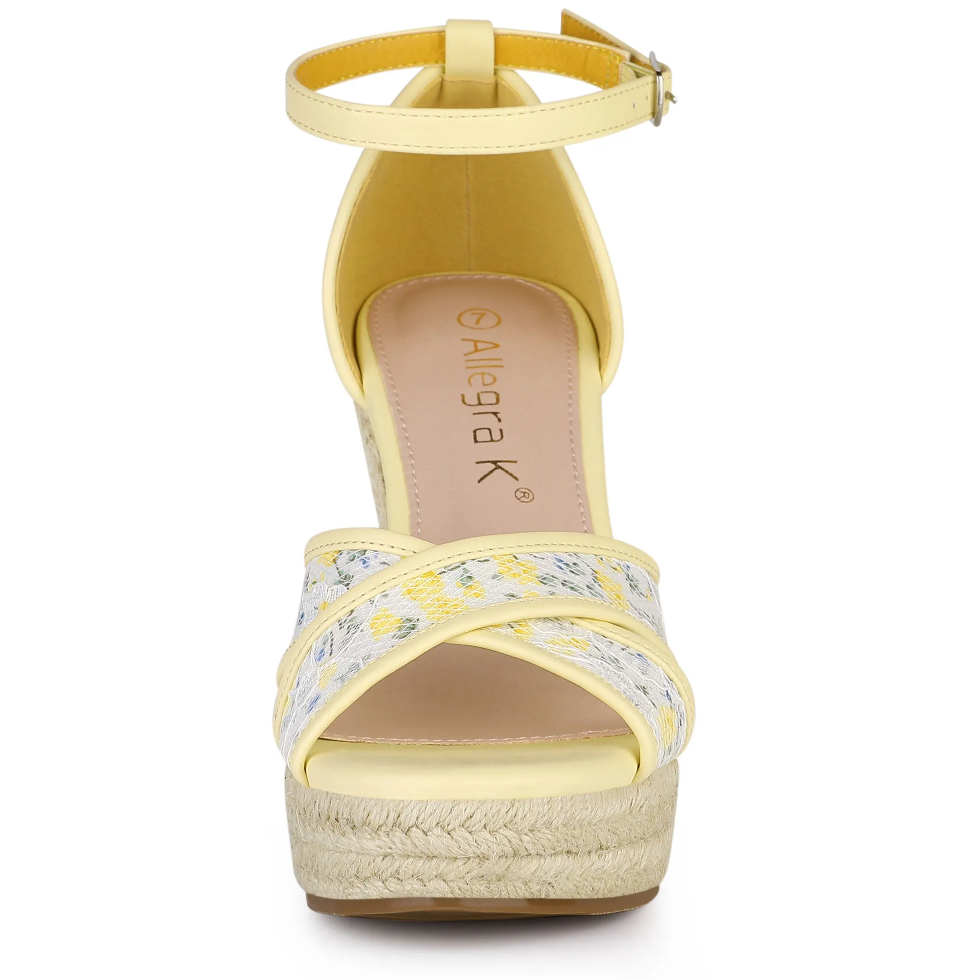 Lace Strapy Round Toe Espadrilles Wedges Sandals