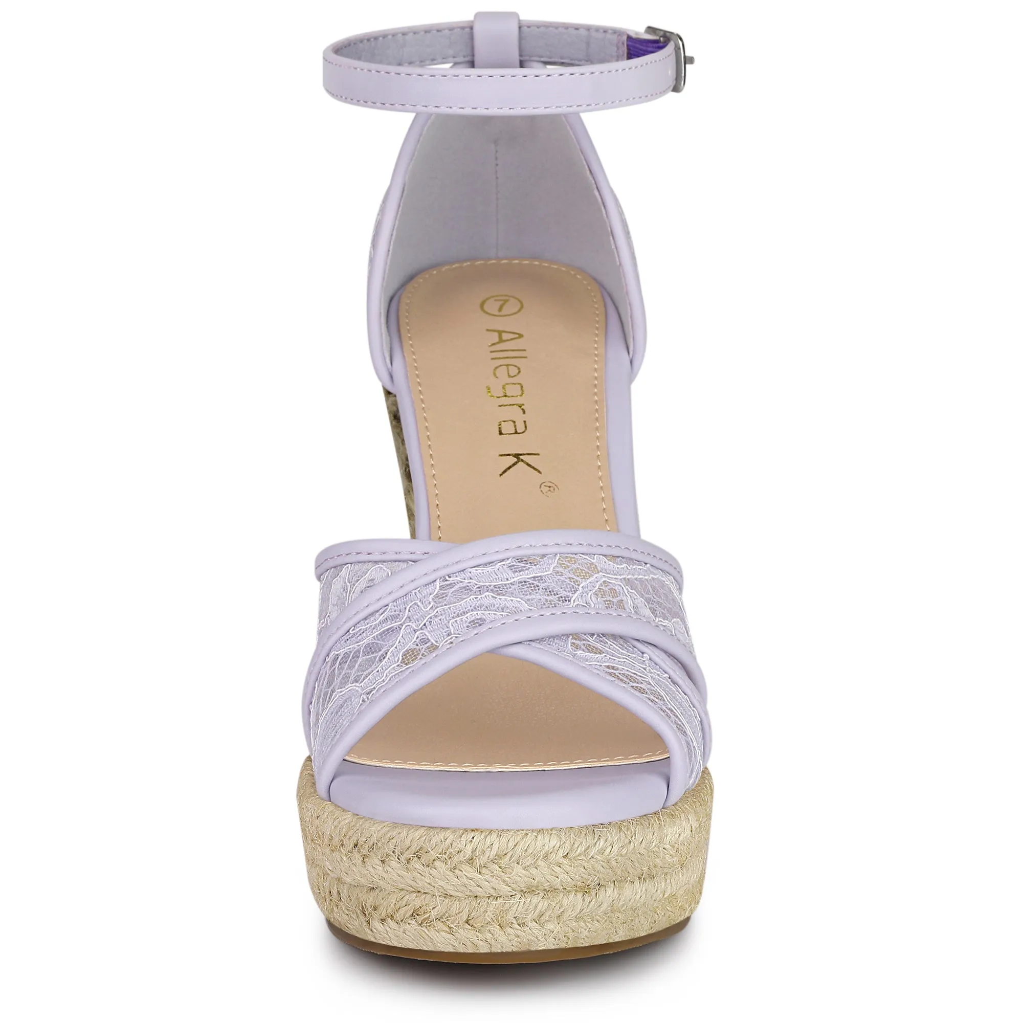 Lace Strapy Round Toe Espadrilles Wedges Sandals