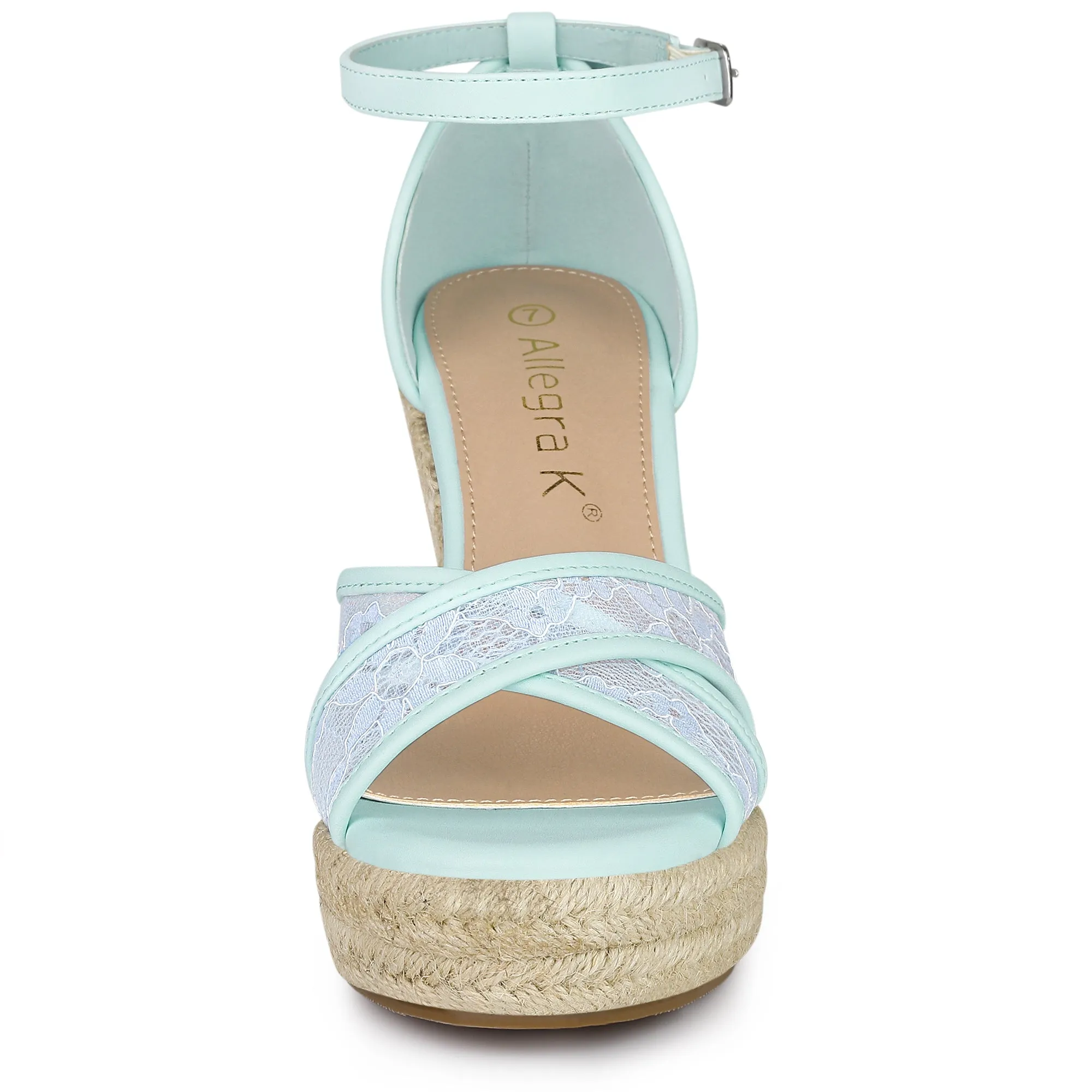 Lace Strapy Round Toe Espadrilles Wedges Sandals