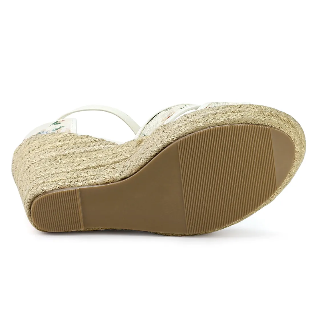 Lace Strapy Round Toe Espadrilles Wedges Sandals