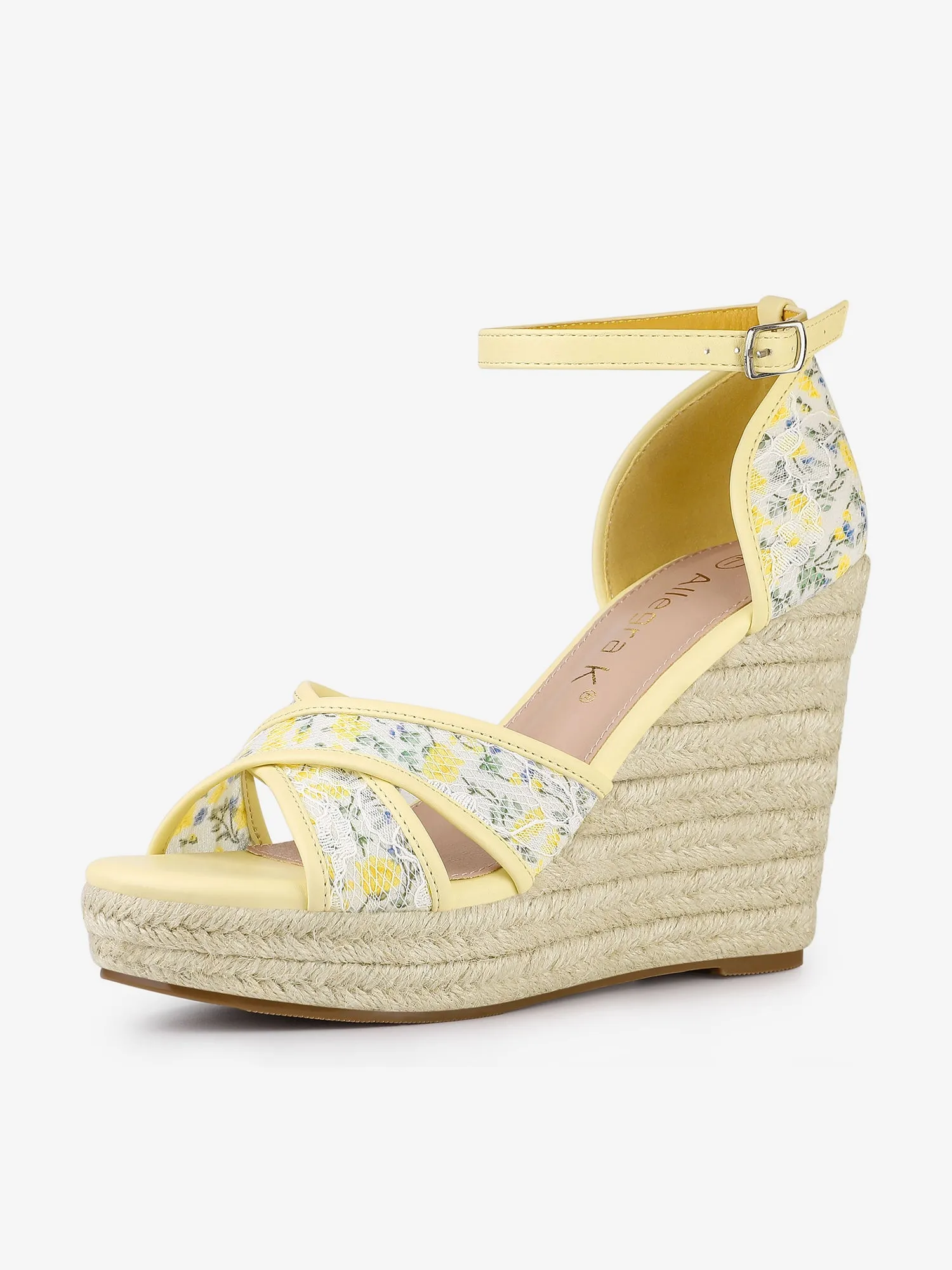 Lace Strapy Round Toe Espadrilles Wedges Sandals