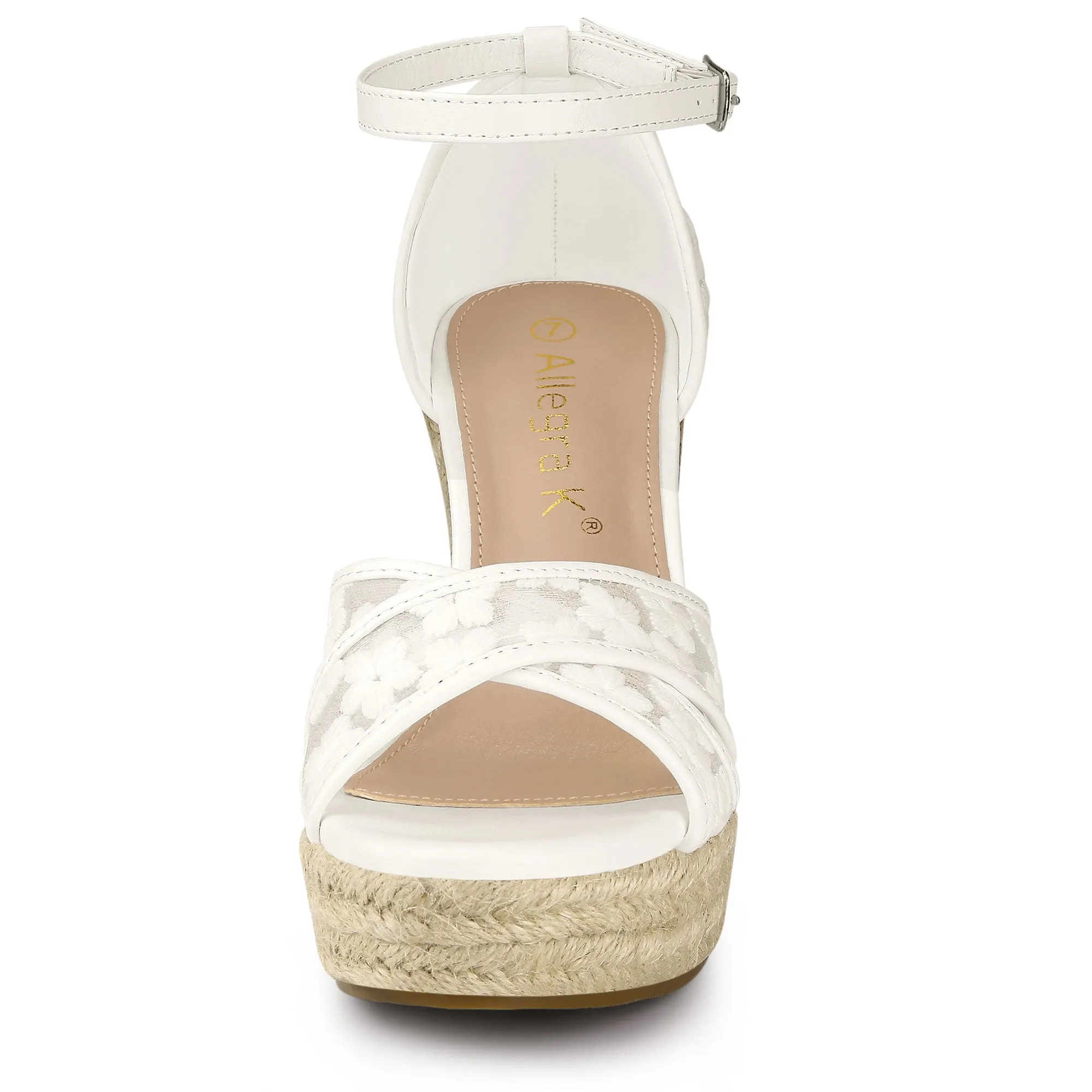 Lace Strapy Round Toe Espadrilles Wedges Sandals