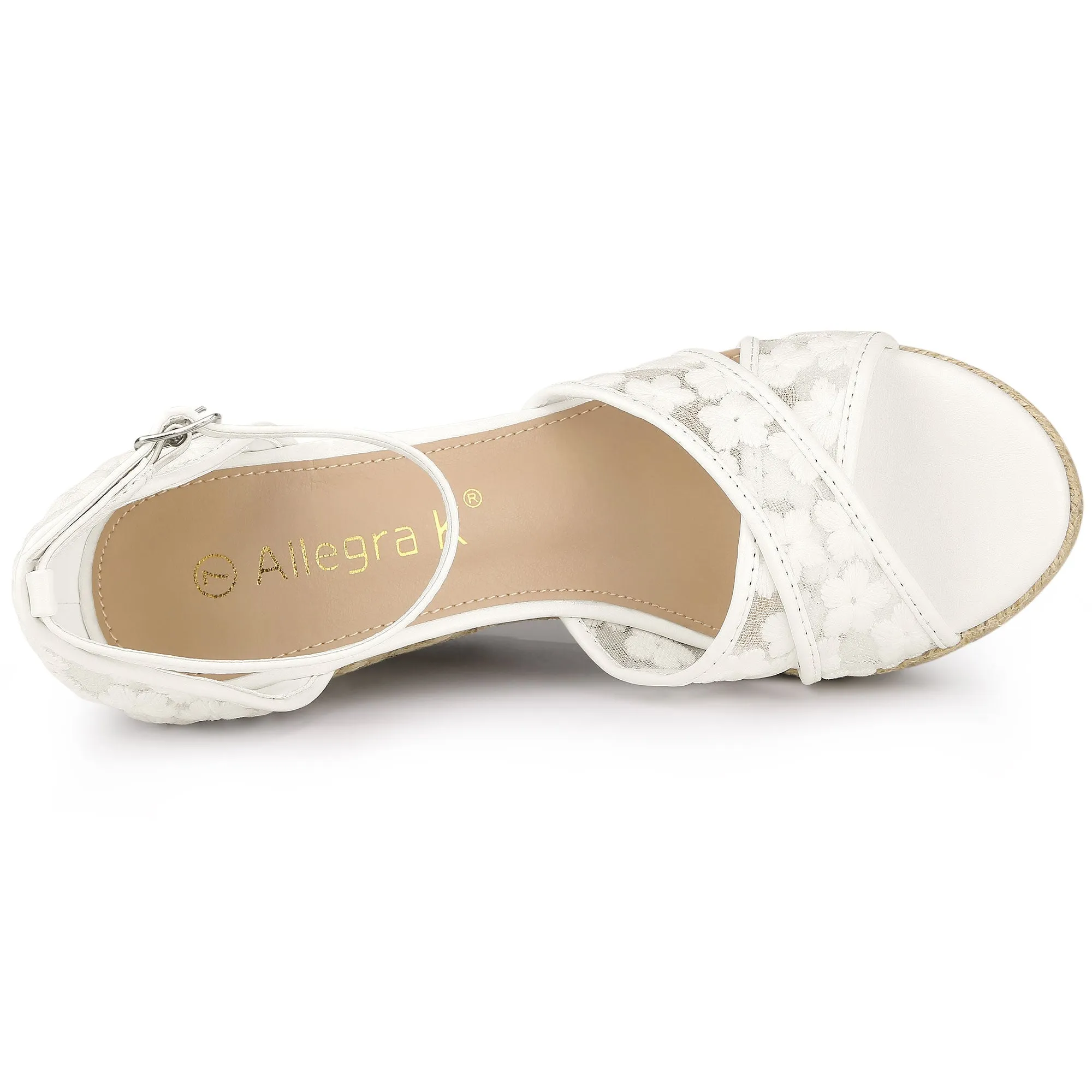 Lace Strapy Round Toe Espadrilles Wedges Sandals