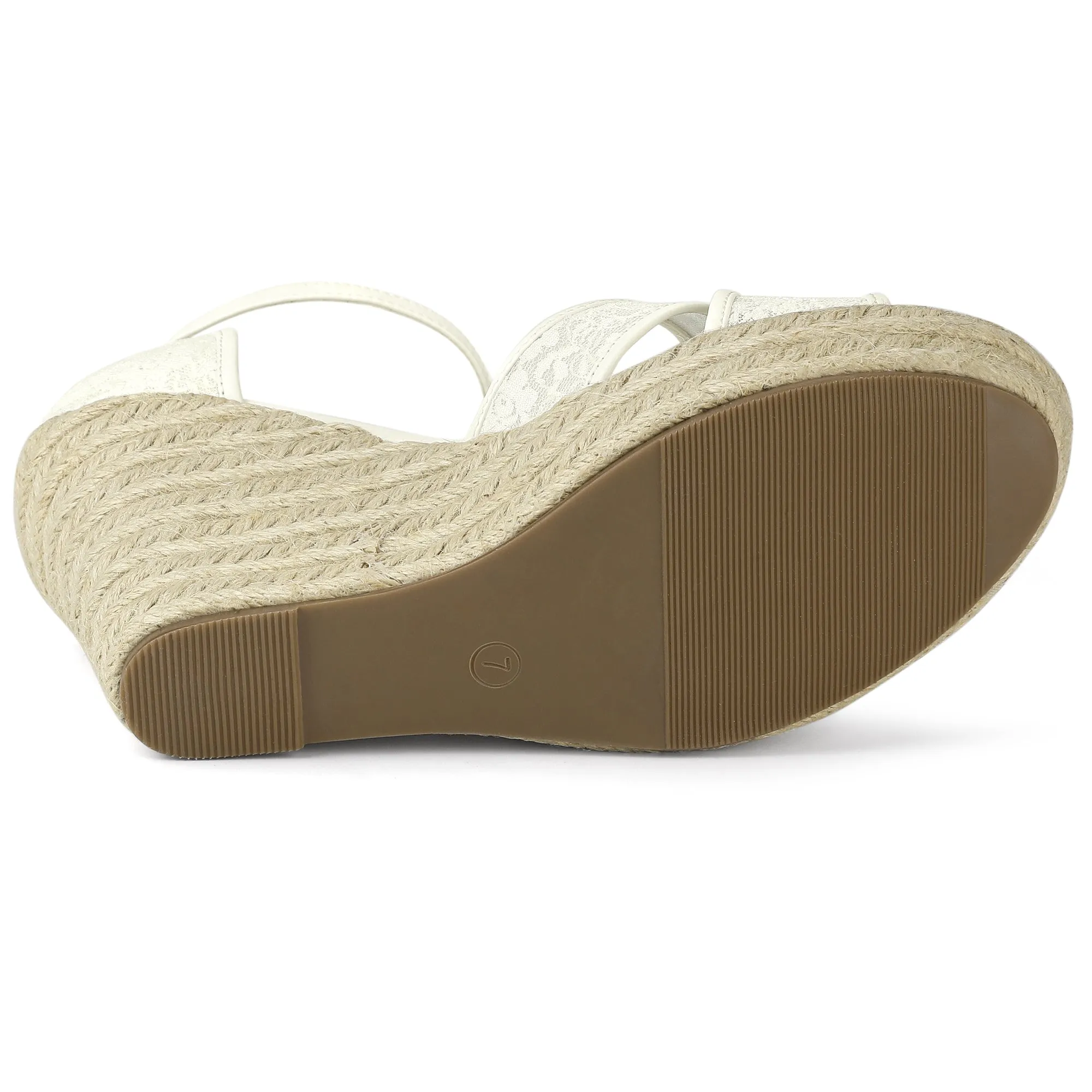 Lace Strapy Round Toe Espadrilles Wedges Sandals