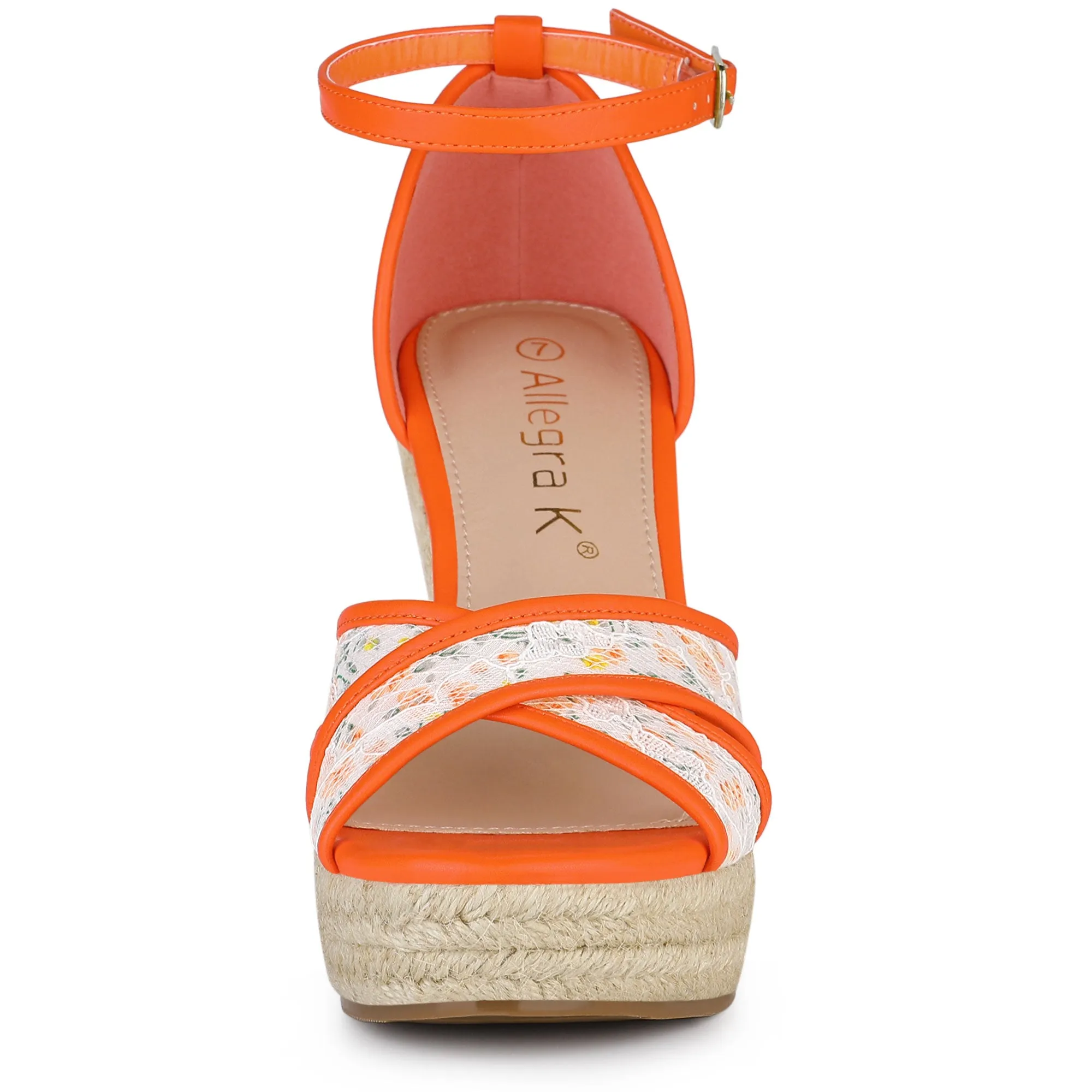 Lace Strapy Round Toe Espadrilles Wedges Sandals