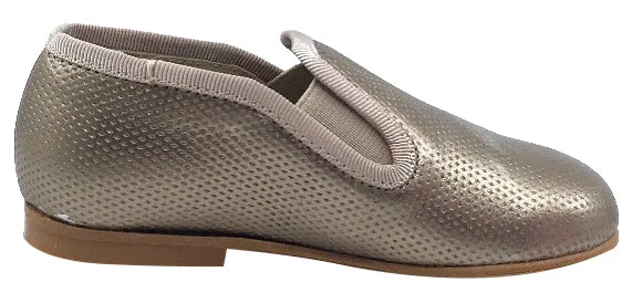 Luccini Slip-On Smoking Loafer, Perforated Bronze