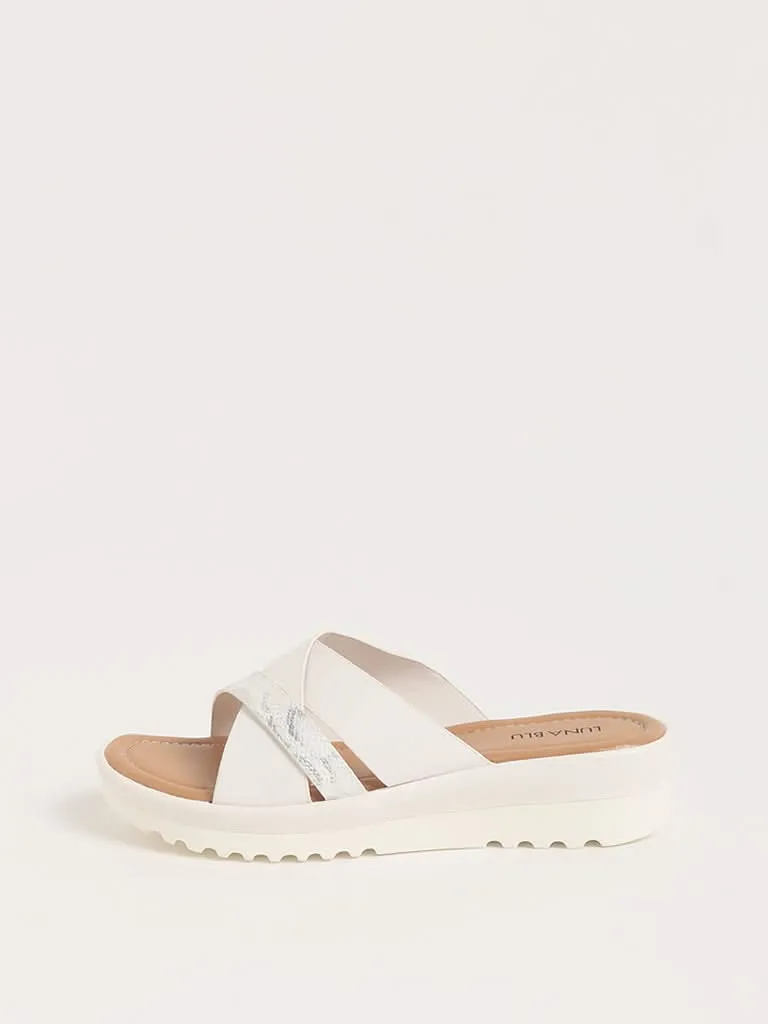 LUNA BLU White Strappy Slides