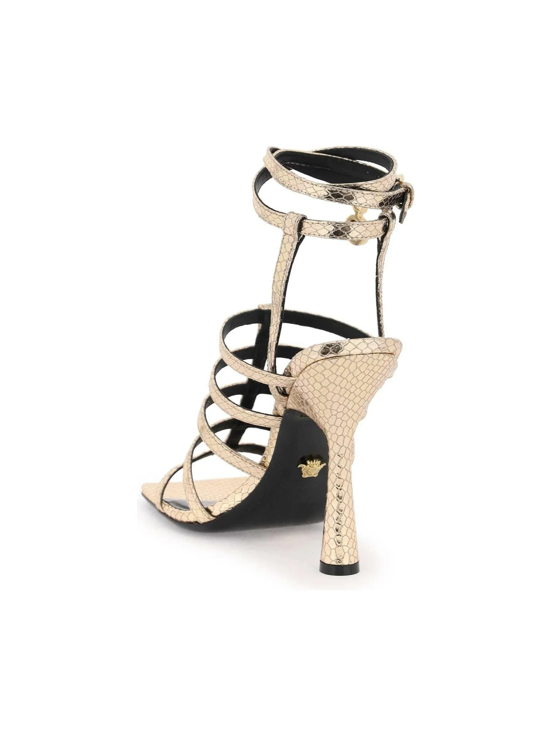 Lycia Snake-Effect Strappy Sandals