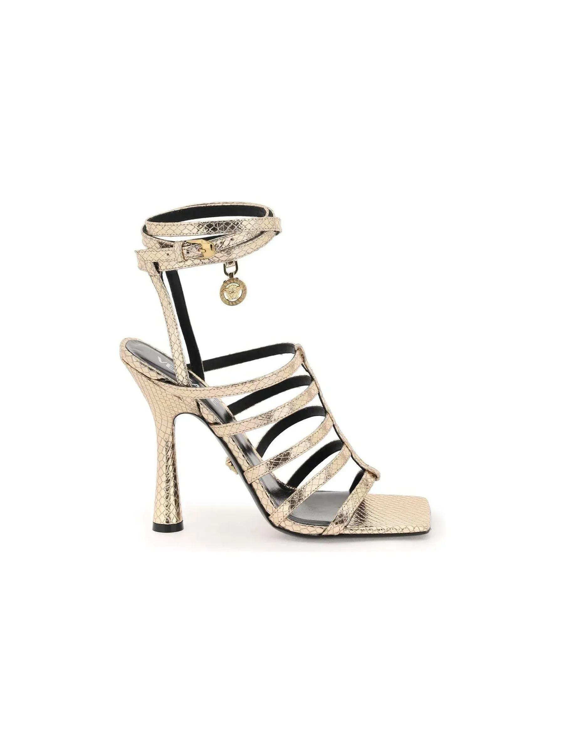 Lycia Snake-Effect Strappy Sandals