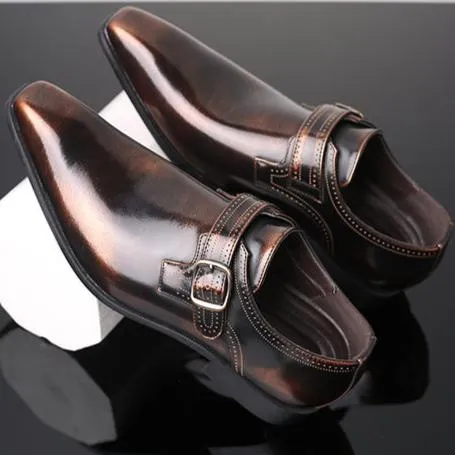 Men casual loafers stylish hollow buckle strap formal loafers