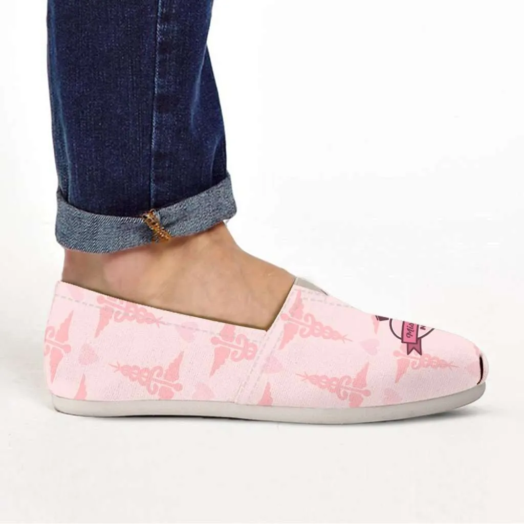 Mississippi Nurse Pink Casual Canvas Slip on Shoes Women's Flats