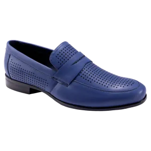 Montique Blue Men's Penny Strap Loafer Slip-On Dress Shoe