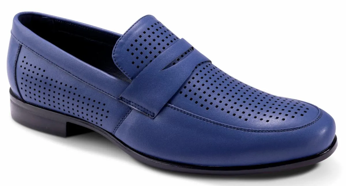 Montique Blue Men's Penny Strap Loafer Slip-On Dress Shoe