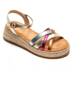 MULTI COLOUR STRAPPY LOW WEDGE ESPADRILLE RAFFIA SANDALS SHOES