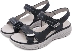 NEW Retails $70, Tsuukuie Women's Comfort Walking Sandals Lightweight Fashion Sport Sandals, Black, Sz 6.5