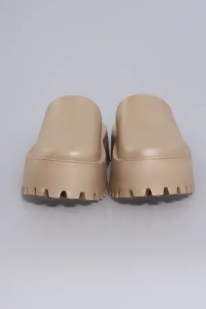 No Such Luck Platform Chunky Slides - Taupe