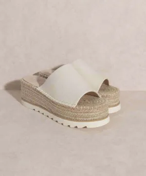 OASIS SOCIETY Ivy - Off White Espadrille Platform Slide Sandals