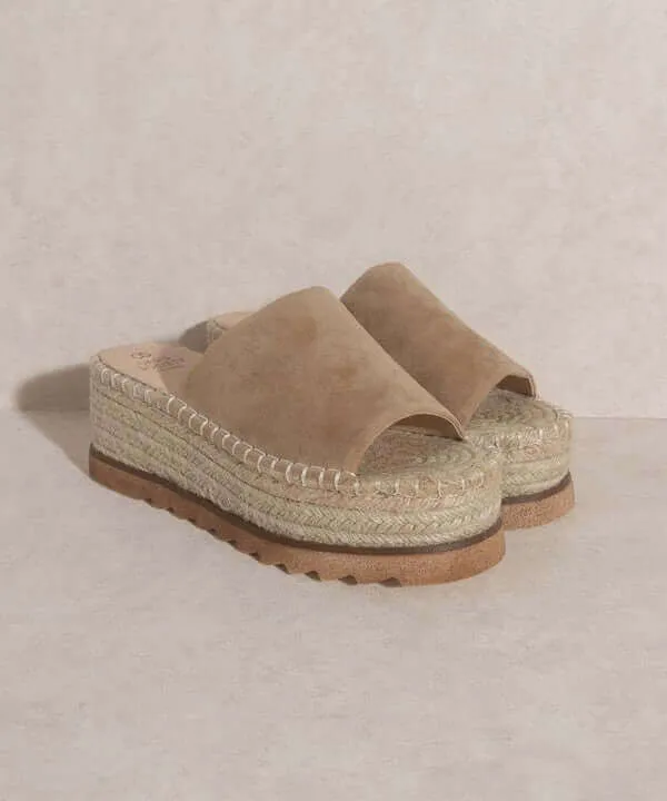 OASIS SOCIETY Ivy - Off White Espadrille Platform Slide Sandals