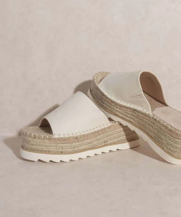 OASIS SOCIETY Ivy - Off White Espadrille Platform Slide Sandals