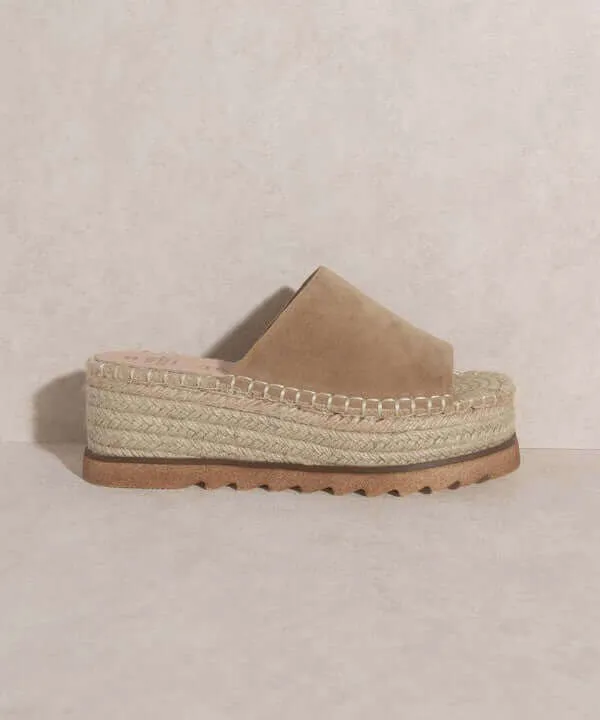 OASIS SOCIETY Ivy - Off White Espadrille Platform Slide Sandals