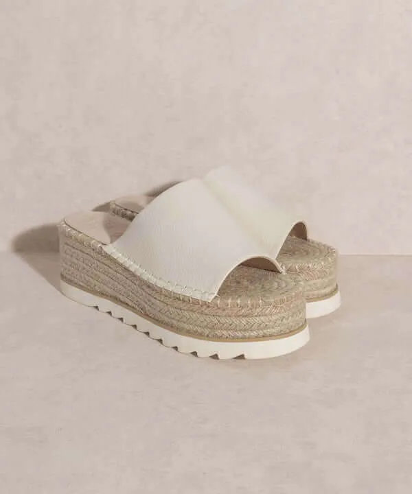 OASIS SOCIETY Ivy - Off White Espadrille Platform Slide Sandals