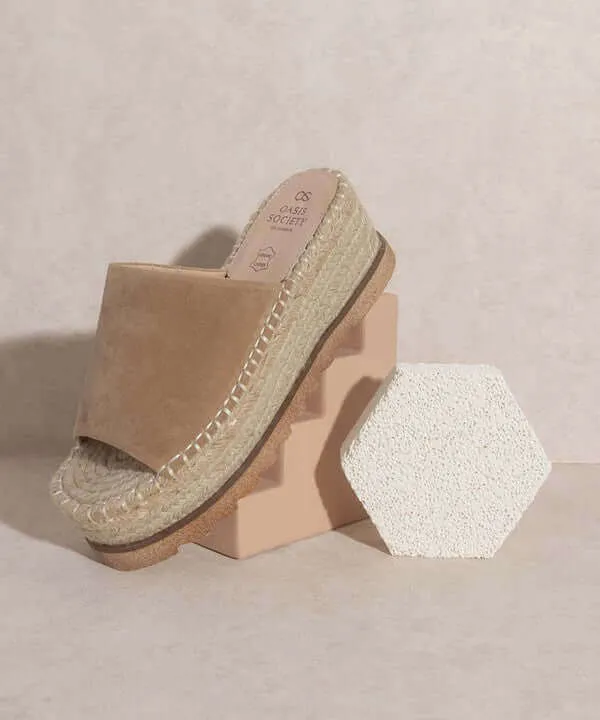 OASIS SOCIETY Ivy - Off White Espadrille Platform Slide Sandals