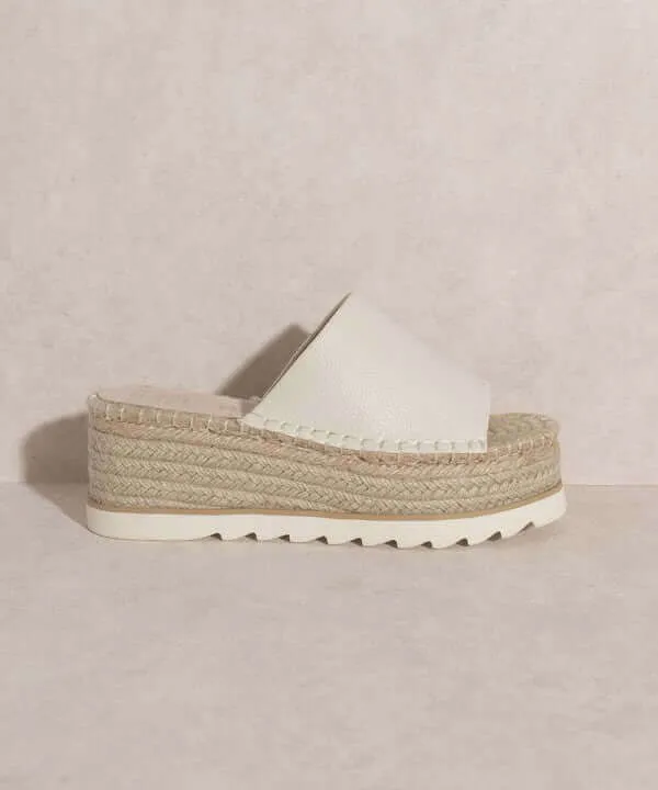 OASIS SOCIETY Ivy - Off White Espadrille Platform Slide Sandals