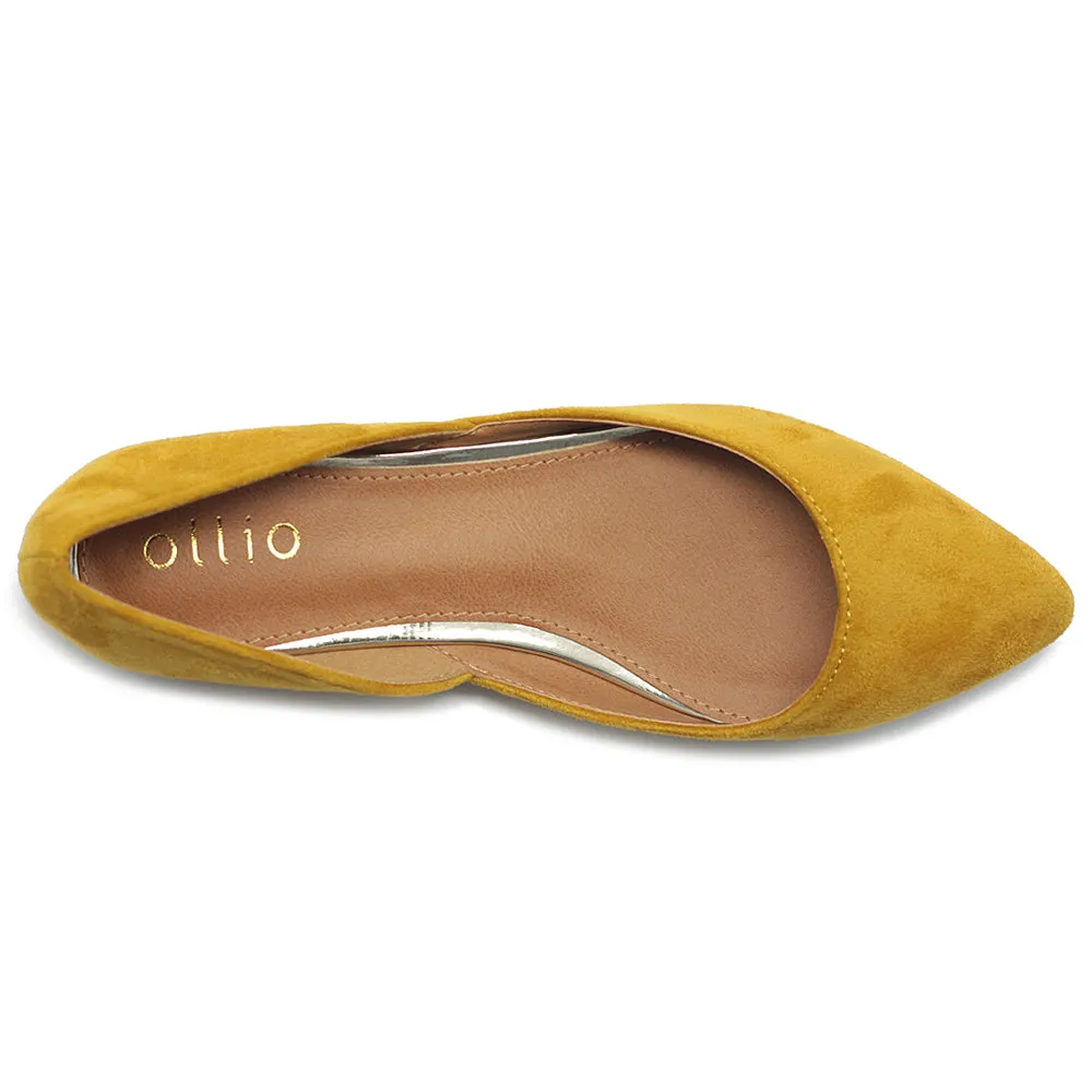 Ollio Women's Shoes Faux Suede Slip on Comfort Light Pointed Toe Ballet Flat