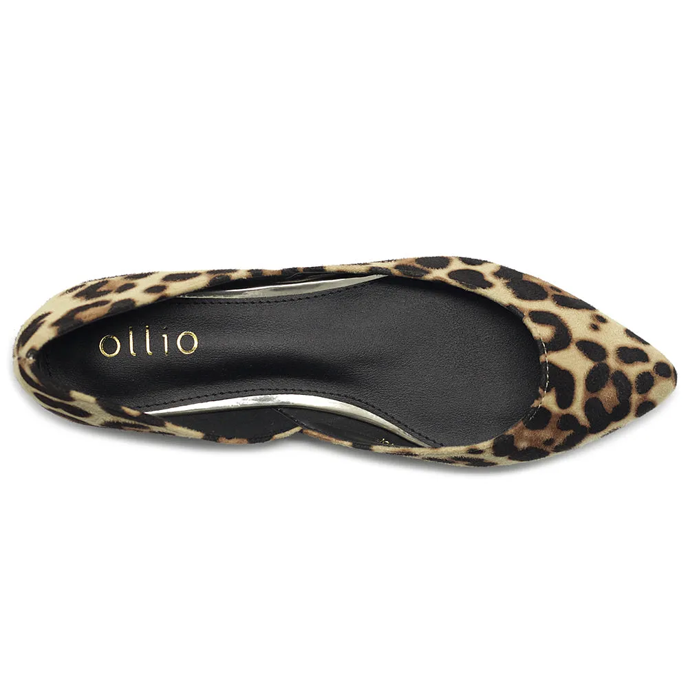 Ollio Women's Shoes Faux Suede Slip on Comfort Light Pointed Toe Ballet Flat