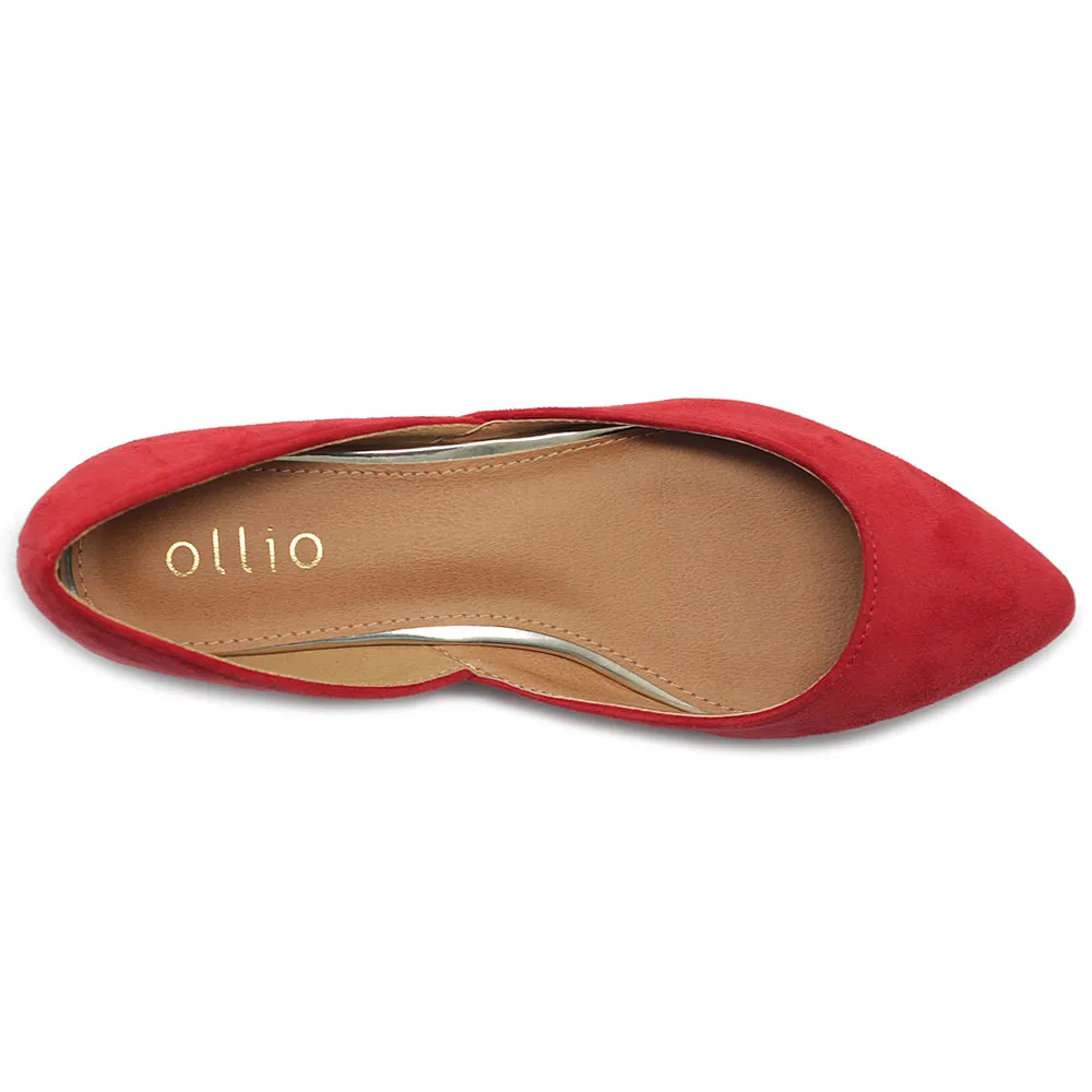 Ollio Women's Shoes Faux Suede Slip on Comfort Light Pointed Toe Ballet Flat