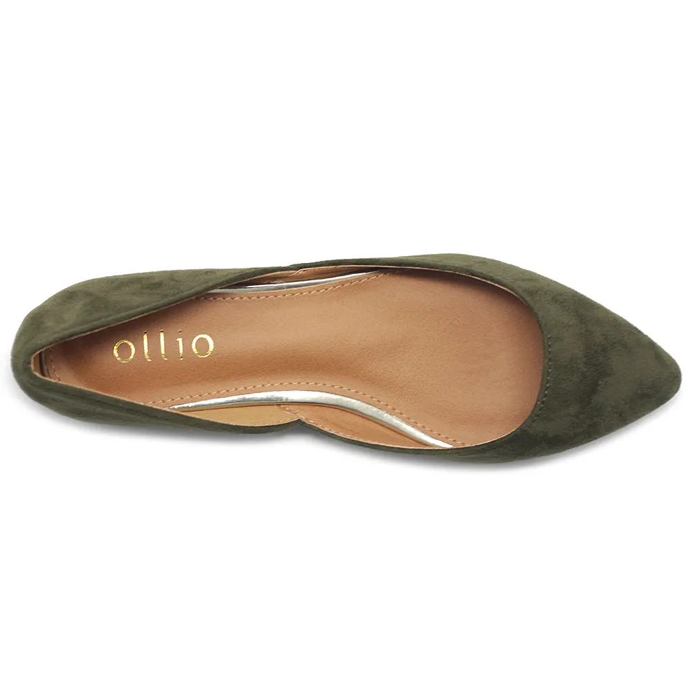 Ollio Women's Shoes Faux Suede Slip on Comfort Light Pointed Toe Ballet Flat