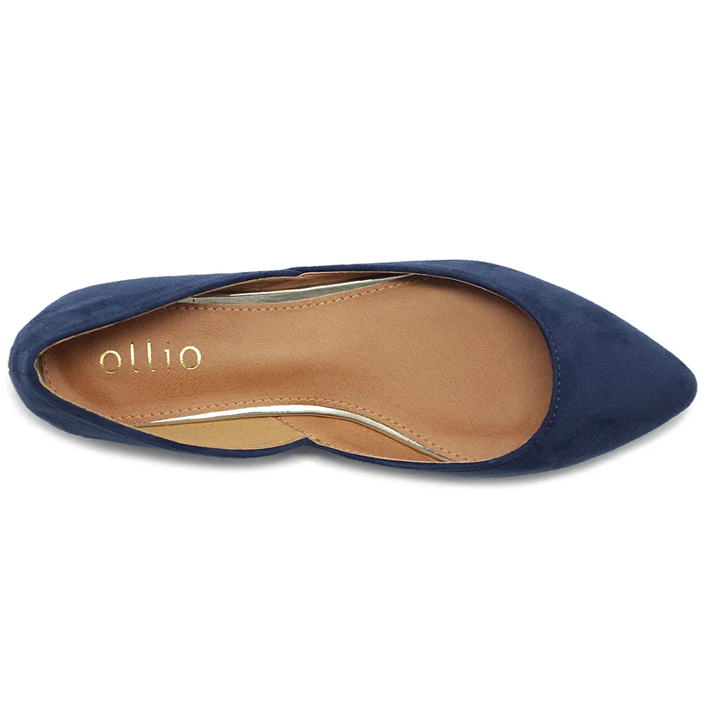 Ollio Women's Shoes Faux Suede Slip on Comfort Light Pointed Toe Ballet Flat