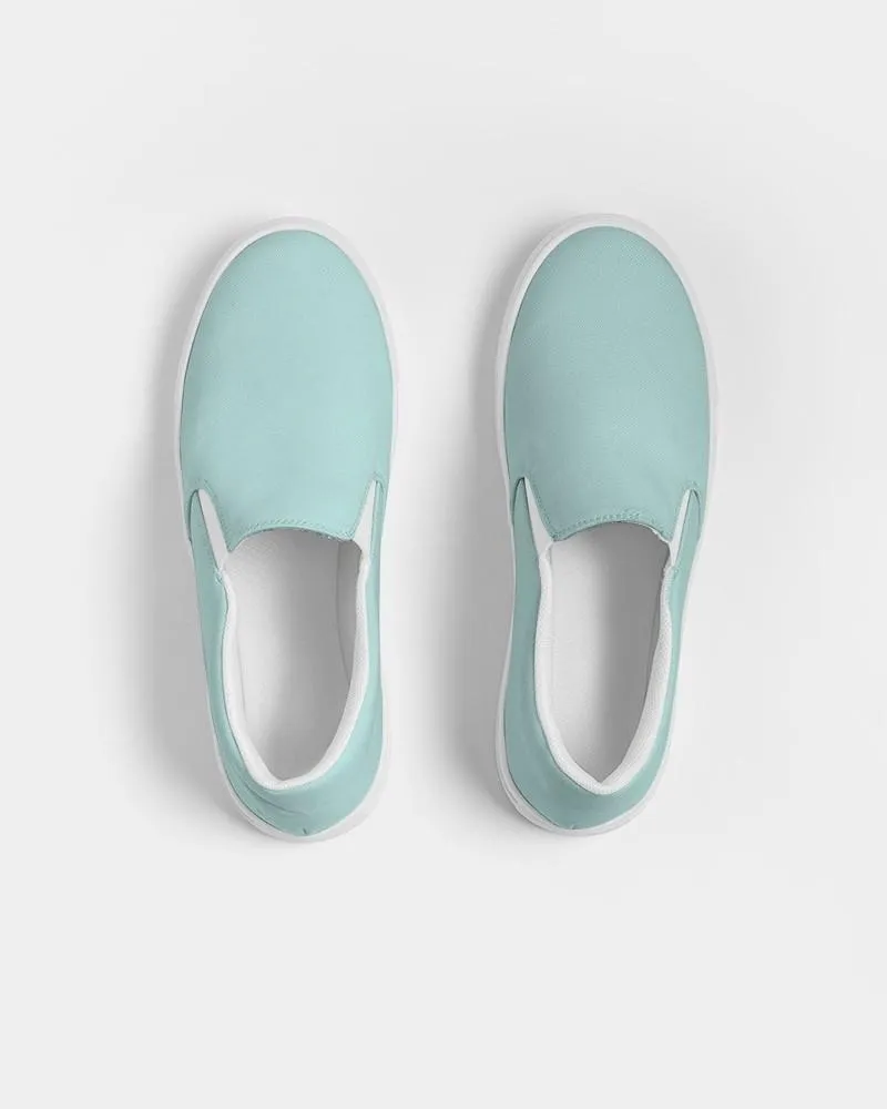 Pale Pastel Blue Cool Green Slip-On Canvas Sneakers | Men's | Bright Pale Pastel Blue Cool Green | C30M0Y15K0