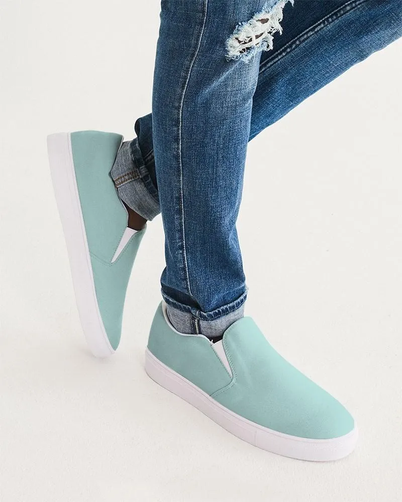 Pale Pastel Blue Cool Green Slip-On Canvas Sneakers | Men's | Bright Pale Pastel Blue Cool Green | C30M0Y15K0