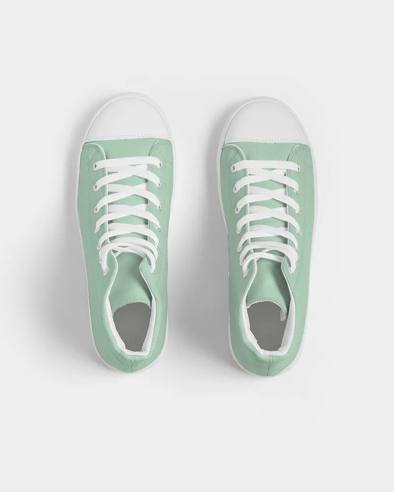 Pale Pastel Green Men's High-top Canvas Sneakers | Men's | Bright Pale Pastel Green | C30M0Y30K0