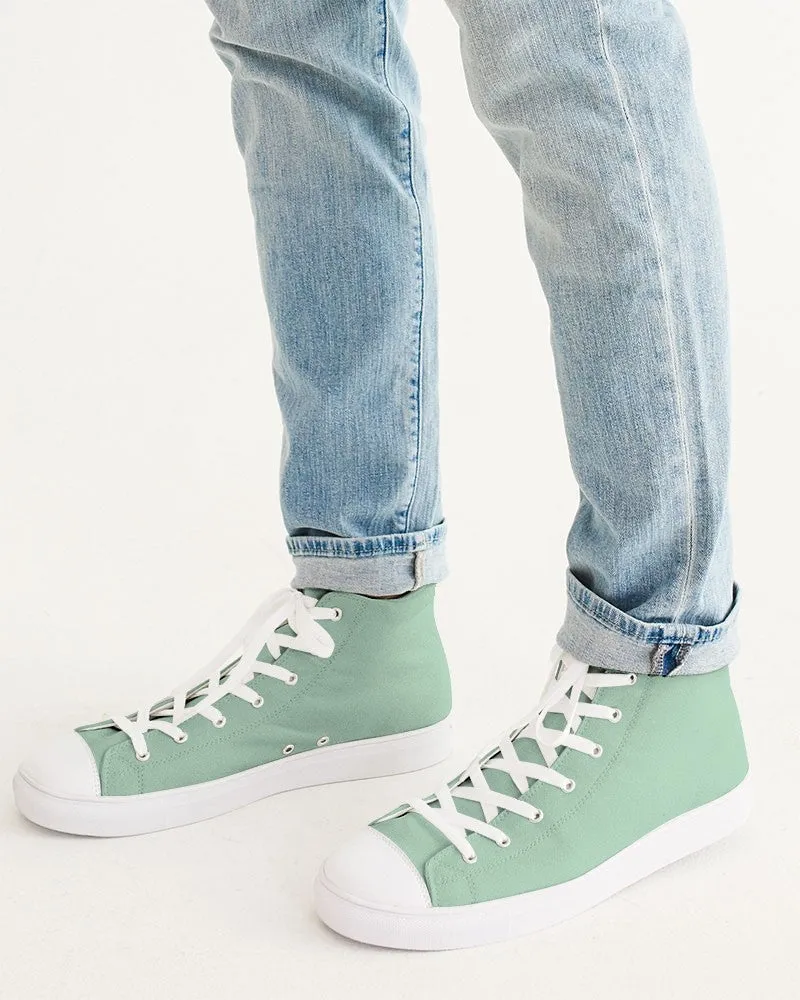 Pale Pastel Green Men's High-top Canvas Sneakers | Men's | Bright Pale Pastel Green | C30M0Y30K0