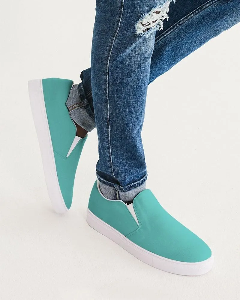 Pastel Blue Cool Green Slip-On Canvas Sneakers | Men's | Bright Pastel Blue Cool Green | C60M0Y30K0