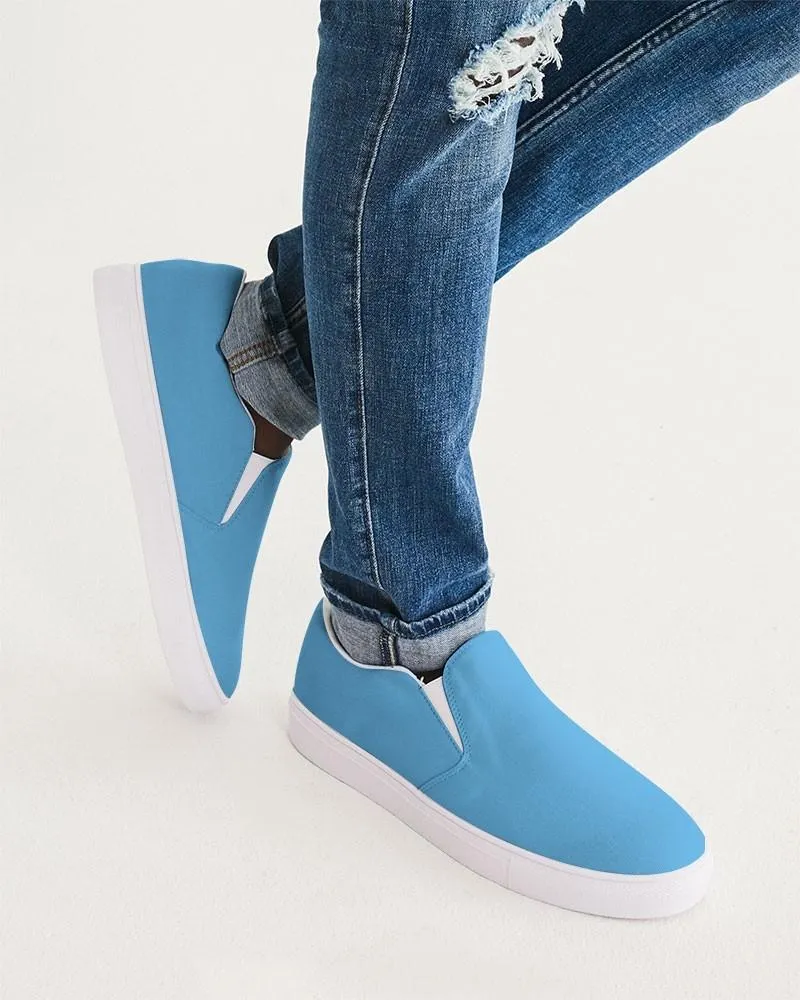 Pastel Cyan Slip-On Canvas Sneakers | Men's | Bright Pastel Cyan | C60M15Y0K0