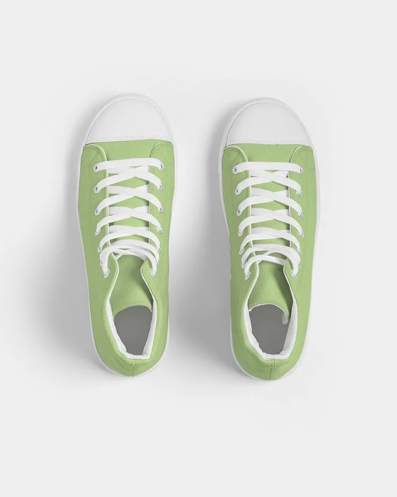 Pastel Warm Green Men's High-top Canvas Sneakers | Men's | Bright Pastel Warm Green | C30M0Y60K0