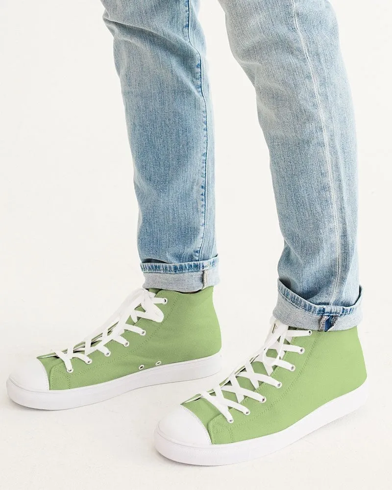 Pastel Warm Green Men's High-top Canvas Sneakers | Men's | Bright Pastel Warm Green | C30M0Y60K0