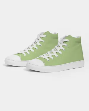 Pastel Warm Green Men's High-top Canvas Sneakers | Men's | Bright Pastel Warm Green | C30M0Y60K0