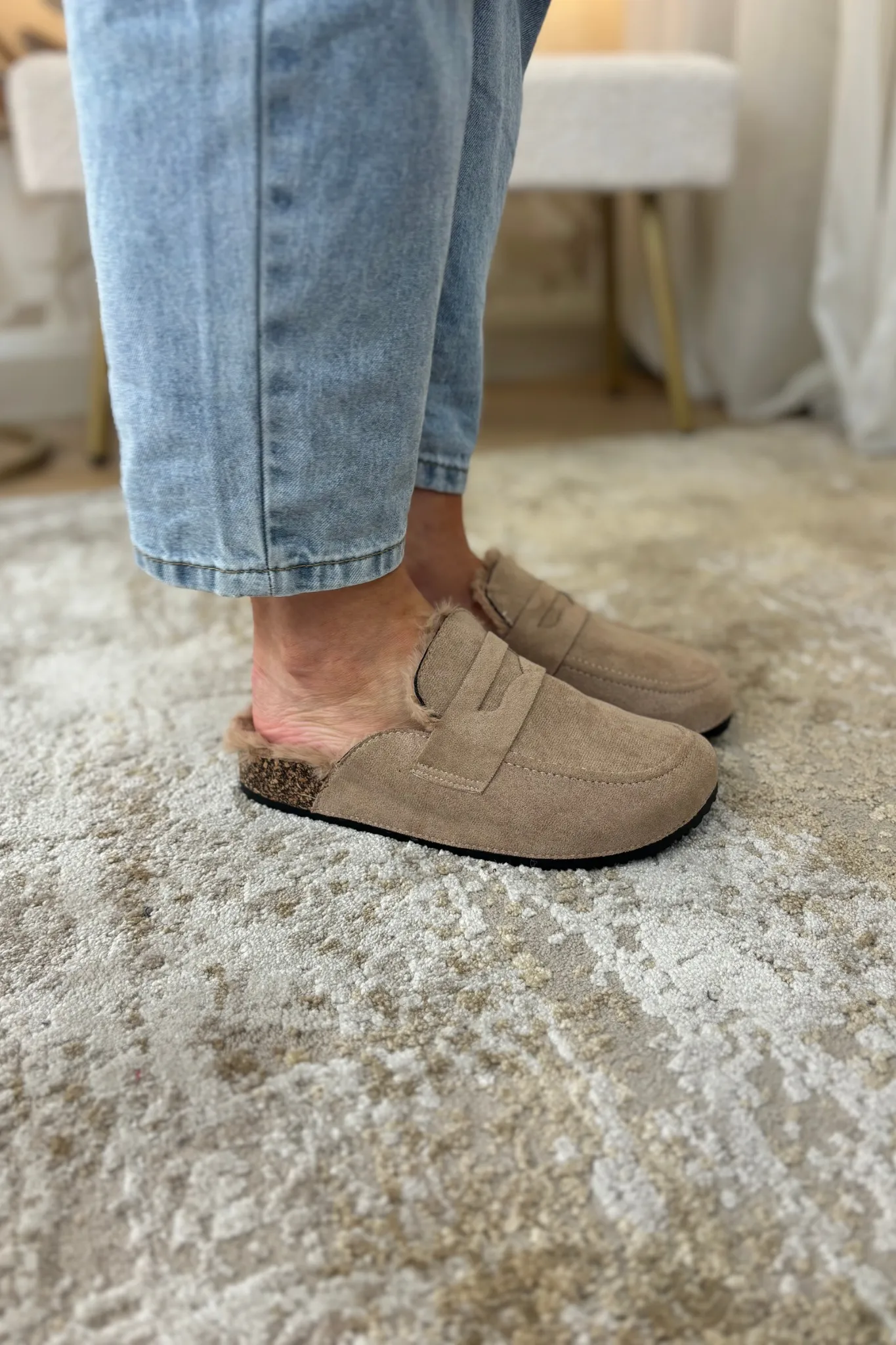 Sadie Faux Suede Mule In Neutral