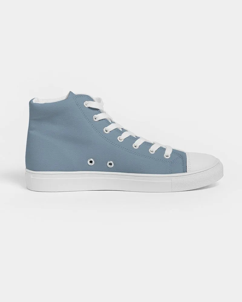 Shaded Pale Pastel Cyan Gray High-Top Canvas Sneakers | Men's | C30M8Y0K30