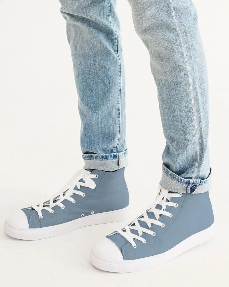 Shaded Pale Pastel Cyan Gray High-Top Canvas Sneakers | Men's | C30M8Y0K30