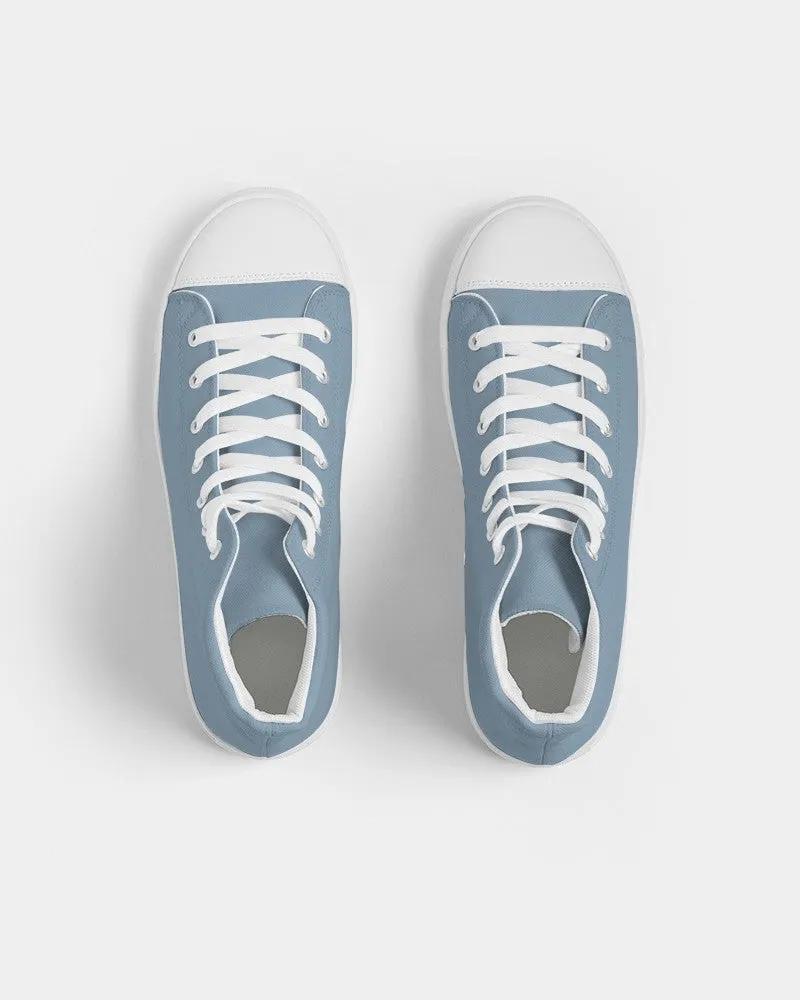 Shaded Pale Pastel Cyan Gray High-Top Canvas Sneakers | Men's | C30M8Y0K30